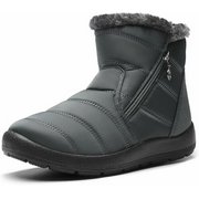 DREAM PAIRS Women's Winter Snow Boots - Waterproof, Lined, Nylon, Non-slip Sole, Zipper - Size 42, Grey
